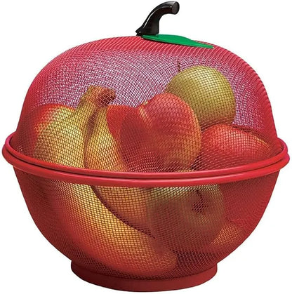 Apple Shape Net Fruits & Vegetables Basket for Kitchen, Fruit Basket with Net Cover, Fruit and Vegetable Stand Basket, Fruit Net Cover (RED)