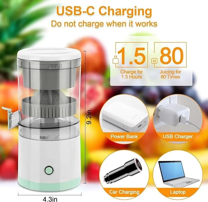 Rechargeable Citrus Juicer, Orange Juicer Squeezer, Mosambi Juicer, Wireless Portable Juicer Blender with USB Charging Electric Fruit Juicer Machine for Travel & Kitchen purpose