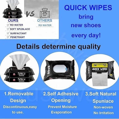 Shoe Cleaner Wipes 80 Pcs Portable Sneakers Cleaner Shoe Wipes Quickly Remove Dirt & Stains, Sneakers Cleaning Kit for Most Footwear Pack of 1 (80)