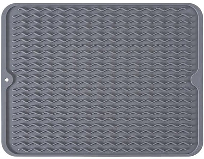 Silicone Dish Drying Mat for Kitchen Counter（Grey）