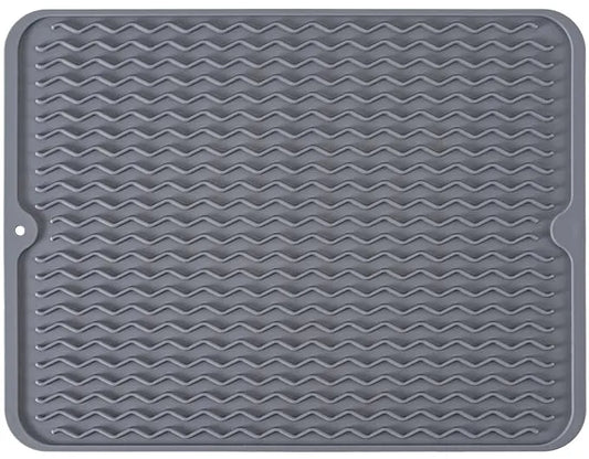 Silicone Dish Drying Mat for Kitchen Counter（Grey）