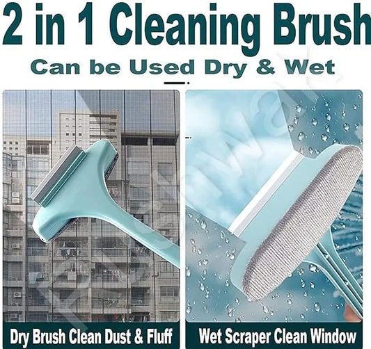 Multifunctional Screen Brush 2 in 1 Mesh Cleaning Brush & Wiper with Extended Handle Window Cleaning Brush Net Cleaner Double-Sided Window Cleaner Window Mesh Cleaner