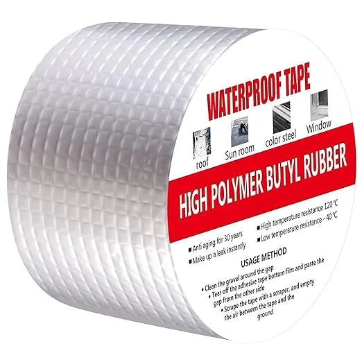 Super Waterproof Tape, Strong flex heavy duty water tape for leakage, Aluminum foil Silver water seal adhesive tape for water leakage solution Pipe Repair- 5 meters x 10cm