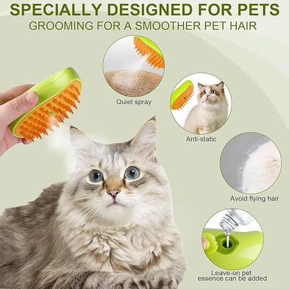 Cat Steam Brush, Dog Steam Brush, Steam Brush for Cats and Dogs, 3 In 1 Steamy Pet Brush, Steaming Pet Hair Brush, Cat and Dog Comb with Steam, Pet Grooming Brush for Cats (Steam Brush)