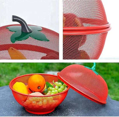 Apple Shape Net Fruits & Vegetables Basket for Kitchen, Fruit Basket with Net Cover, Fruit and Vegetable Stand Basket, Fruit Net Cover (RED)