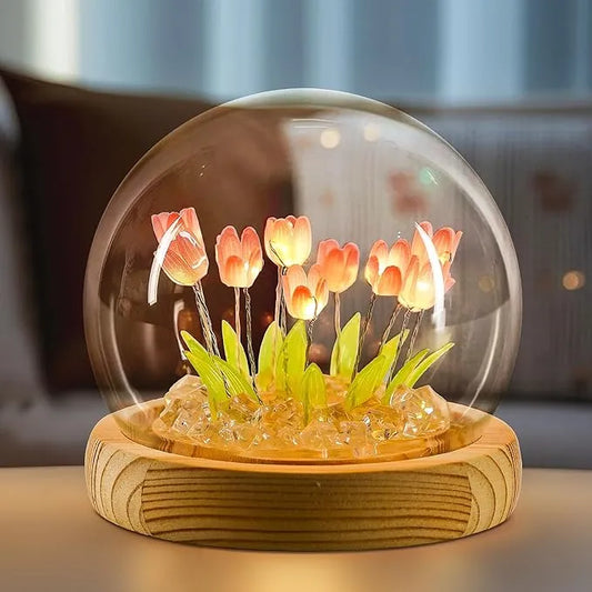 Tulip Lamp with Beautiful Artificial Flowers (20 Flowers)