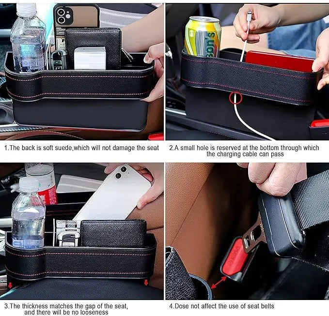 Automobiles Car Seat Gap Filler Organizer, Multifunctional Car Seat Organizer, Auto Console Side Storage Box With Cup Holders For Holding Phone, Sunglasses