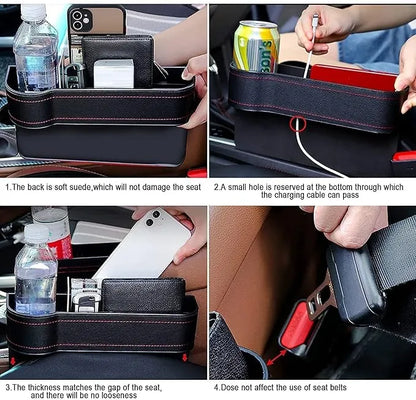 Automobiles Car Seat Gap Filler Organizer, Multifunctional Car Seat Organizer, Auto Console Side Storage Box With Cup Holders For Holding Phone, Sunglasses