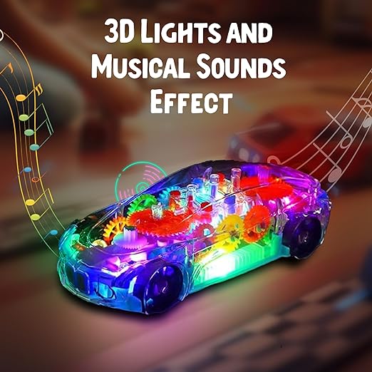 Transparent Car 3D Concept Super Car Toy For Kids With 360 Degree Rotation,Gear Simulation Mechanical Car Technology W/D Sound&Light Toys For Kids Boys&Girls Toys&Games