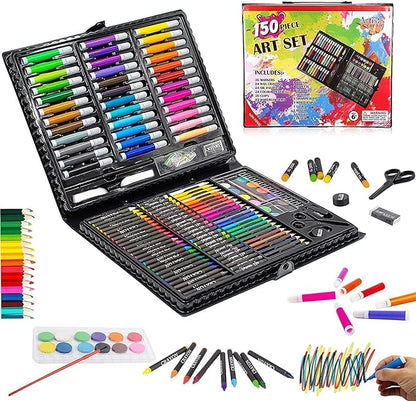 Children Deluxe Art Drawing Crayon Color Set for Kids Case Art and Craft Supplies Drawing and Painting Set Great Gift (150Pcs -MULTI COLOR)