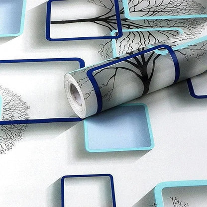 3D Wallpaper Waterproof Self-Adhesive Stickers for Home Office Decor (Blue) - Size: 45 * 500 Cm