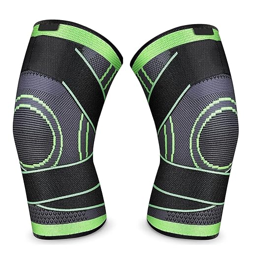 Fabric Knee Caps For Men Women Gym Workout(Pack Of Two)-Knee Support For Knee Pain With Knee Band|Extra Compression Knee Sleeves Leg Supporter For Gym (Xxl, Black N Green)