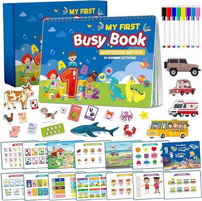 MILONI USA Busy Book for Toddlers Ages 3 and Up Pre K Preschool Learning Activities Autism Sensory Toys Educational Toys for Kids My Preschool Busy Book (MF Busy Book)