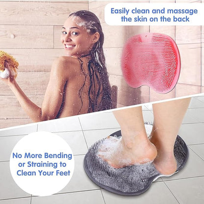 Silicone Bath Massage Cushion with Suction Cup, Shower Foot Scrubber Brush Foot Bath Mat Scrubber, Lazy Wash Feet Bathroom Mat - Pack of 1