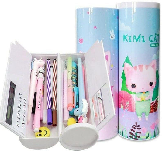 (MULTIFUNCTION PENCIL BOX) Latest Pencil Box for Girls Kids Multi-Function Pencil Case with Calculator, White Board, Marker & Storage,School Box for Girls Compass Accessories