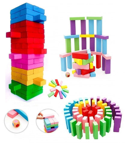 Wooden Blocks | Tumbling Tower Toys with Dices | Stacking & Balancing Games