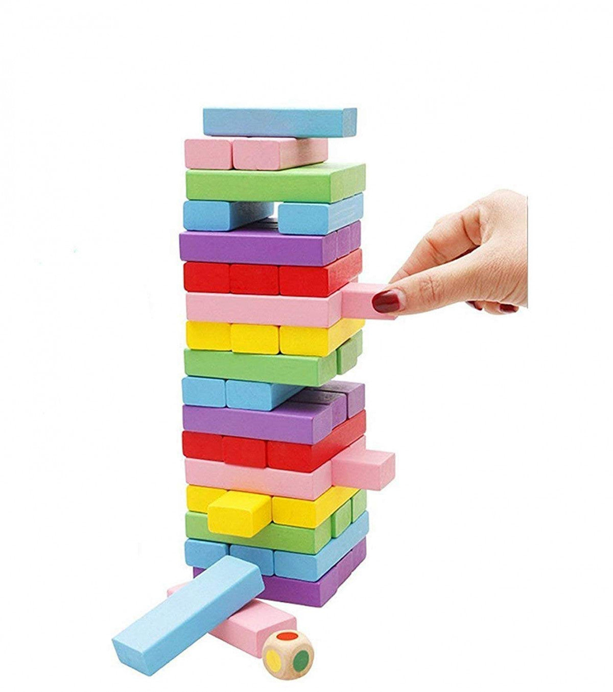 Wooden Blocks | Tumbling Tower Toys with Dices | Stacking & Balancing Games