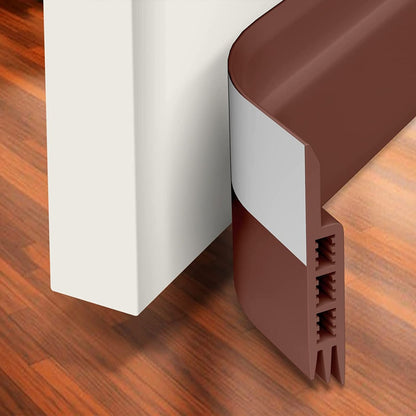 Door Draft Stopper Under Door Draft Blocker Insulator Door Sweep Weather Stripping Noise Stopper Strong Adhesive 39" Length Brown