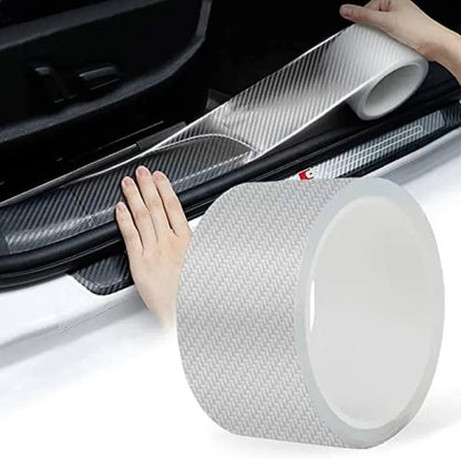 Carbon Fiber Style Waterproof Car Seal Strip Door Edge Cover Guard Anti-Scratch Step Decoration Cover Tape - 2 Inches x 5 Meters