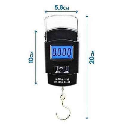 MILONI USA Electronic Portable Fishing Hook Type Digital LED Screen Luggage Weighing Scale, 50 kg/110 Lb (Black) (A08)