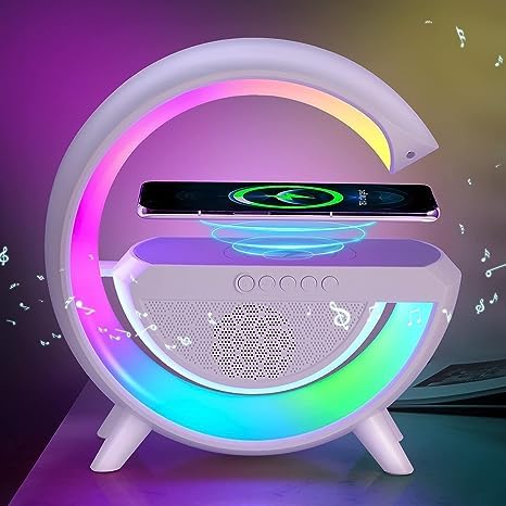 Google Lamp | Bluetooth Speaker | Table Lamp | Wireless Charger for Mobiles | Lamp with FM Radio | RGB Light | for Bedroom, Office, Restaurant, Birthday Gift | Corporate