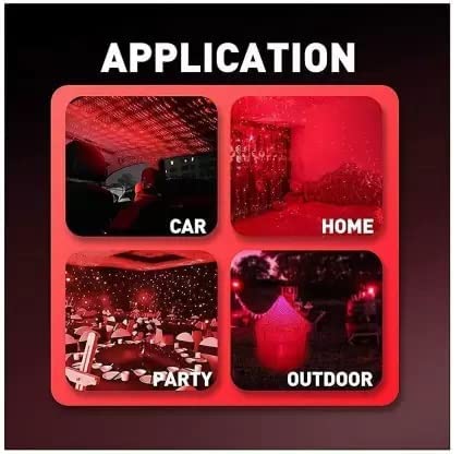 MILONI USA Bending ly Portable Usb Car Interior Star Projector Night Light - Atmospheres Decoration (Red)
