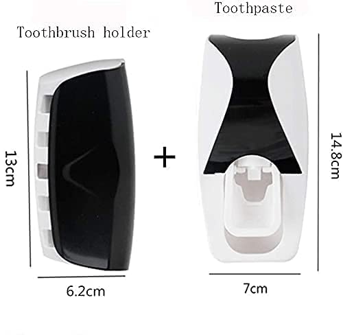 Plastic Toothbrush Holder With Cover Automatic Toothpaste Dispenser Set Dustproof With 3M Sticky Suction Pad Wall Mounted Kids Hands Toothpaste Squeezer (Multi Colors)