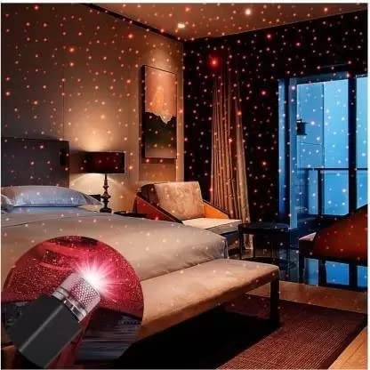 MILONI USA Bending ly Portable Usb Car Interior Star Projector Night Light - Atmospheres Decoration (Red)