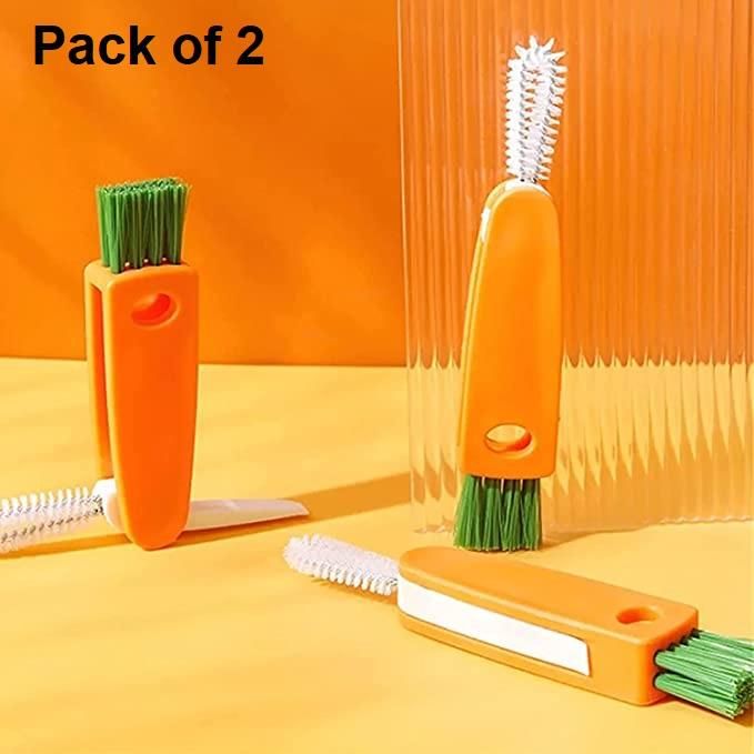 Bottle Cleaning Brush- 3 in 1 Multifunctional Cleaning Brush Bottle Mouth Cap Detail Cup Brush( Pack of 2)