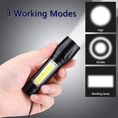 Small Mini Zoomable LED Torch Light/Rechargeable Tactical COB Flashlight