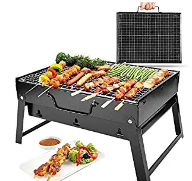 Foldable Portable Outdoor Barbeque Charcoal Grill Oven with free 12 Pcs BBQ Sticks