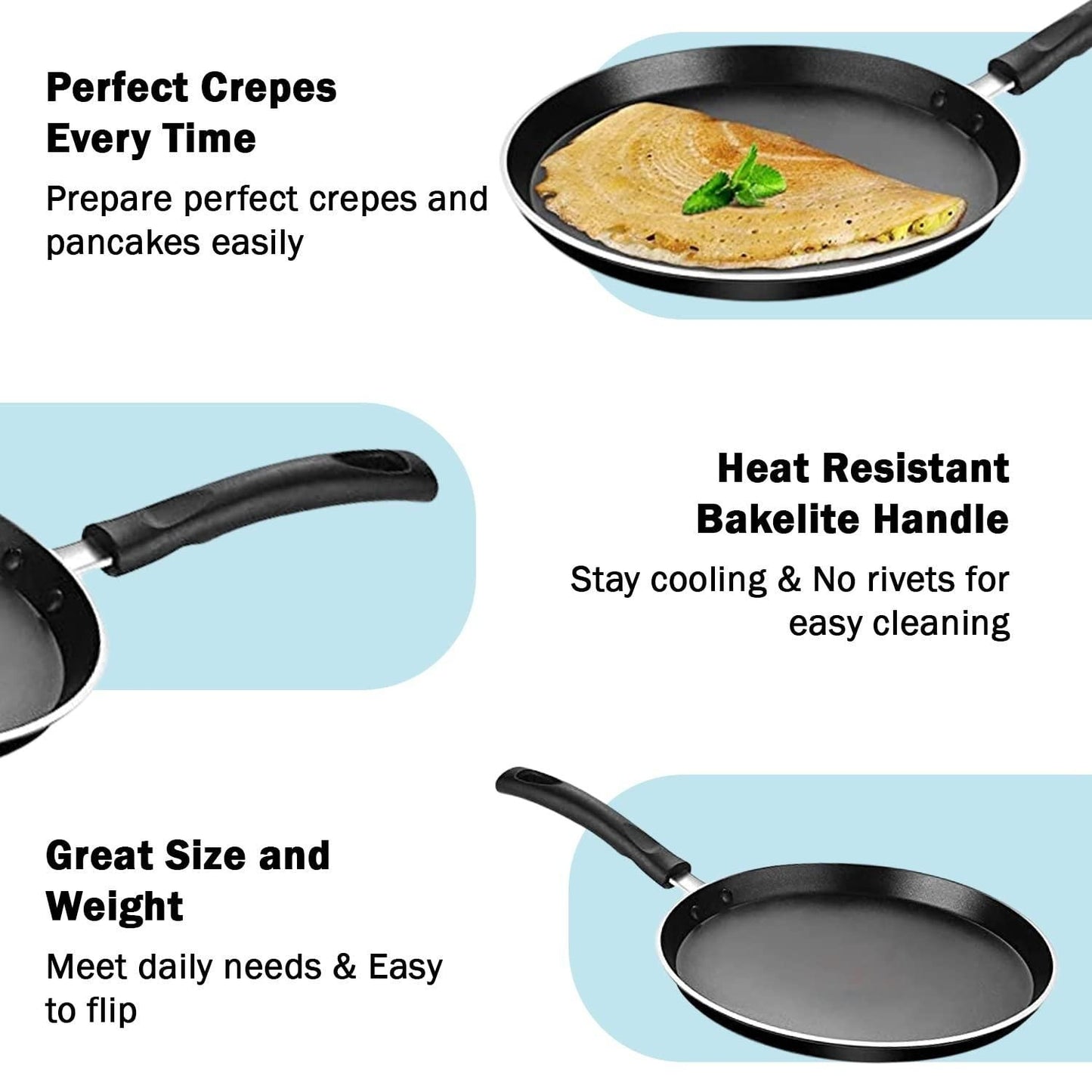 Swadish Dosa Tawa 25 cm diameter (Aluminium, Non-stick, Induction Bottom)