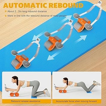 VODIQ Ab roller Wheel, Automatic Rebound 2 In 1 For Abs Workout, Abdominal Fitness Wheel for men women, Dynamic Core Trainer Plank Exercise Wheels For Home Gym Fitness