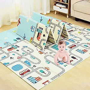 Waterproof Portable Double Side Soft Reversible Non Toxic Bpa Free Learning & Crawling Foldable Foam Baby Play Mat for Toddler, Infant & Kids, Multicolor