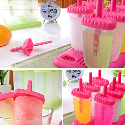 Plastic Kulfi Maker Candy Mould Set Ice Cream Mold Scoop Circular Popsicle Sticks Holder Ice Cube Tray Spoon (1) for Home Party Supplies