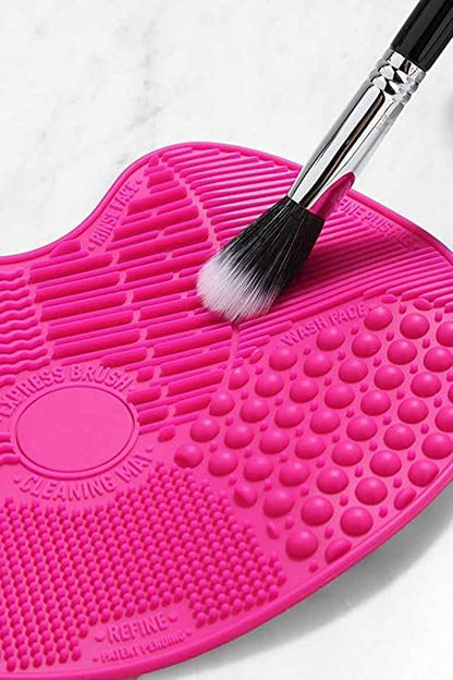 Silicone Makeup Brush Cleaning Mat, Makeup Brush Cleaner, Cosmetic Spa Brush Cleaning Mat Portable Washing Tool Scrubber with Suction Cup