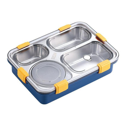 Lunch Box for Kids – 4 Compartment Insulated Lunch Box Stainless Steel Tiffin Box for Kids School & Office Men (Multi Color)(with 1 Stainless Steel Spoon & 2 Stainless Steel Fork)