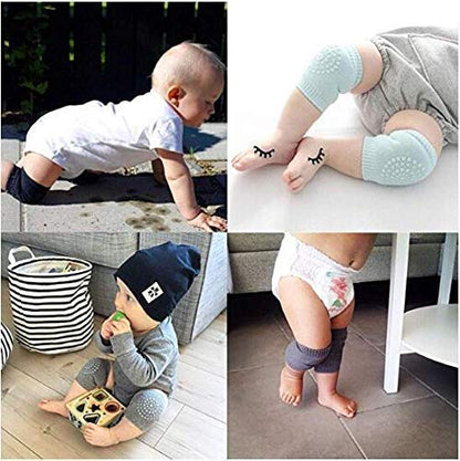 MILONI USA (Pack of 2 Pairs) Baby Knee Pads for Crawling, Anti-Slip Padded Stretchable Elastic Cotton Soft Breathable Comfortable Knee Cap Elbow Safety Protector,Multicolor