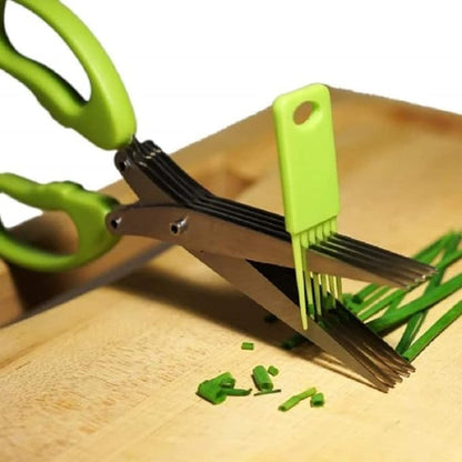 5 Blade Vegetable Stainless Steel Herbs Scissor, Multifunctional 5 blade scissor, cutter and chopper