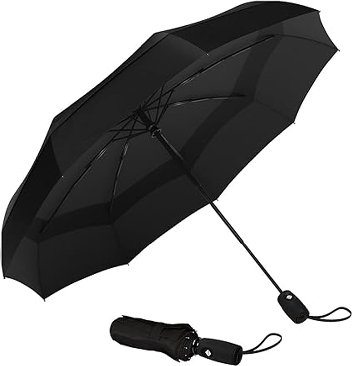 Auto Open/Close Windproof Umbrella, Waterproof Travel Umbrella Umbrella  (Black)