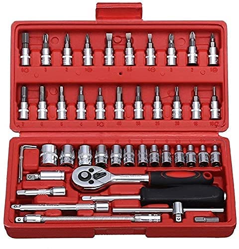 MILONI USA 46in1 Wrench Screwdriver Set, 46pcs Combination Precision Socket Wrench set for car, bike, cycle repairing & automobile Vehicle service