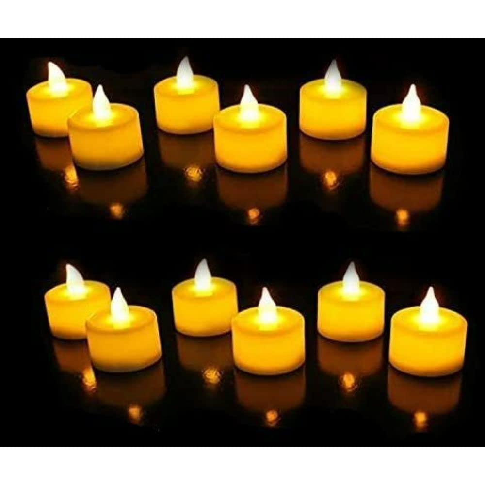 MILONI USA Acrylic Flameless & Smokeless Decorative Candles Led Tea Light Candle Perfect for Gifts, Home, Room, Birthday, Anniversary Decorative Candles (12 Piece, Yellow, 2 cm)