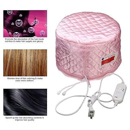 MILONI USA Hair Care Thermal Head Spa Cap Treatment with Beauty Steamer Nourishing Heating Cap, Spa Cap For Hair, Spa Cap Steamer For Women (Pink)