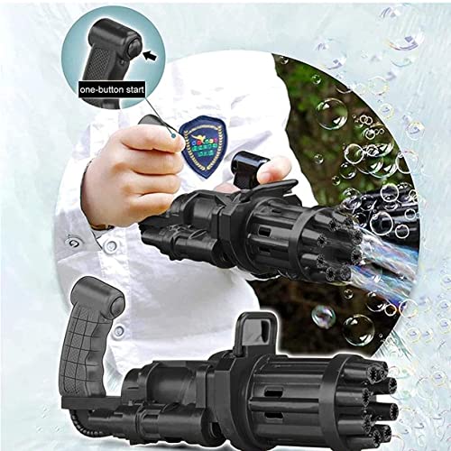 Bubble Gun- 8 Hole Automatic Gatling Bubble Gun Blower Maker, with 3 Batteries and Bubble Water(Assorted Color)