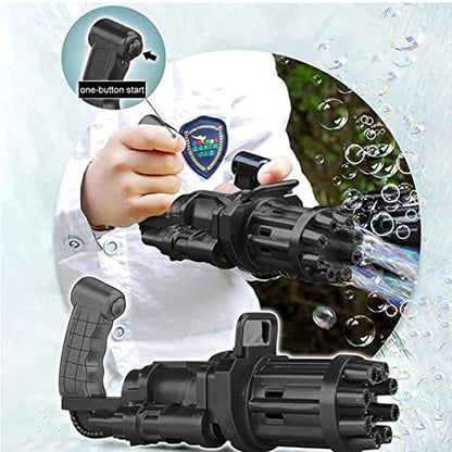 Bubble Gun- 8 Hole Automatic Gatling Bubble Gun Blower Maker, with 3 Batteries and Bubble Water(Assorted Color)