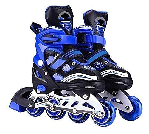 MECHBORN Adjustable Aluminium Inline Skates for Boys Kids and Girls (Blue)