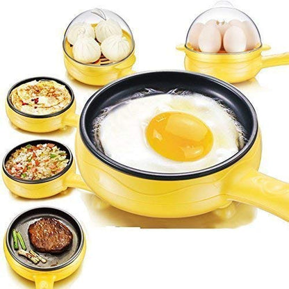 EGG COOKER MULTI FUNCTION 2 IN 1 EGG BOILING STEAMER AND FRYING PAN 7 EGG BOIL FRY Egg Cooker  (Yellow, 7 Eggs)