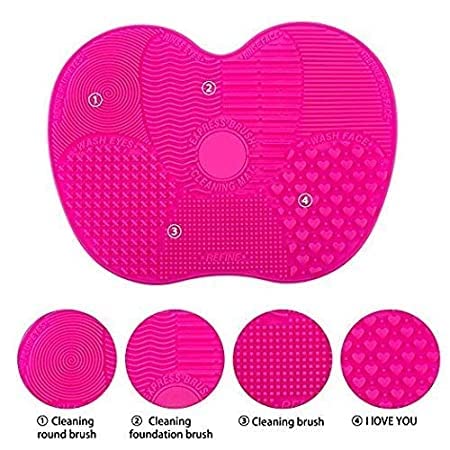 Silicone Makeup Brush Cleaning Mat, Makeup Brush Cleaner, Cosmetic Spa Brush Cleaning Mat Portable Washing Tool Scrubber with Suction Cup