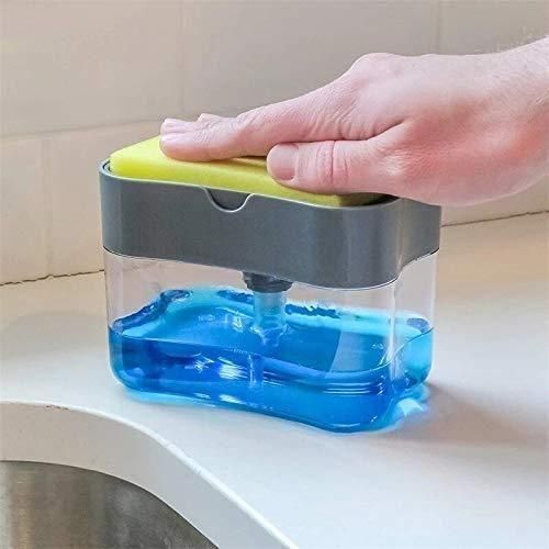 Soap Dispenser - 2 in 1 Soap Dispenser With Free Sponge ( 380 ml, Multicolor )