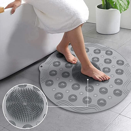 Round Shape Shower  Non-Slip Mat Bath Mat - Massage Silicone Mat With Suction Cup and Drainage Hole